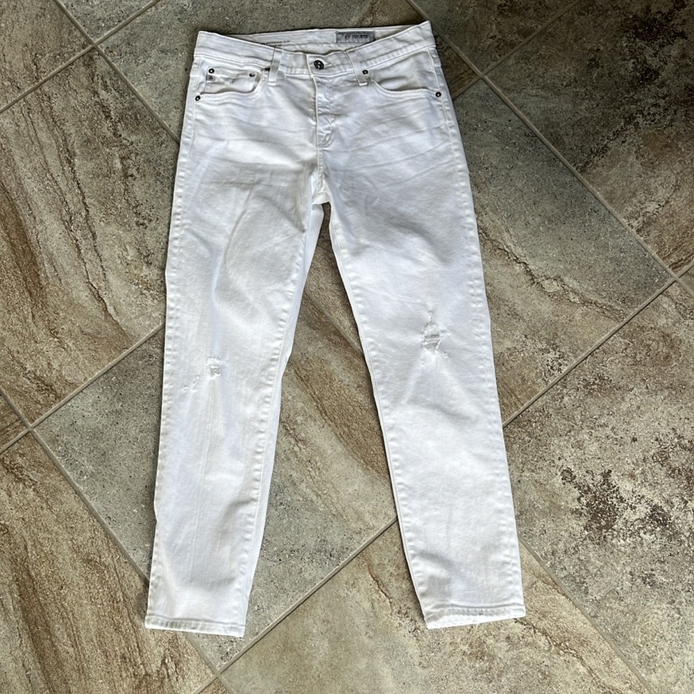 Like New AG Adriano Goldschmied White Ex Boyfriend Slim Slouchy Jeans 28 R - Picture 5 of 12